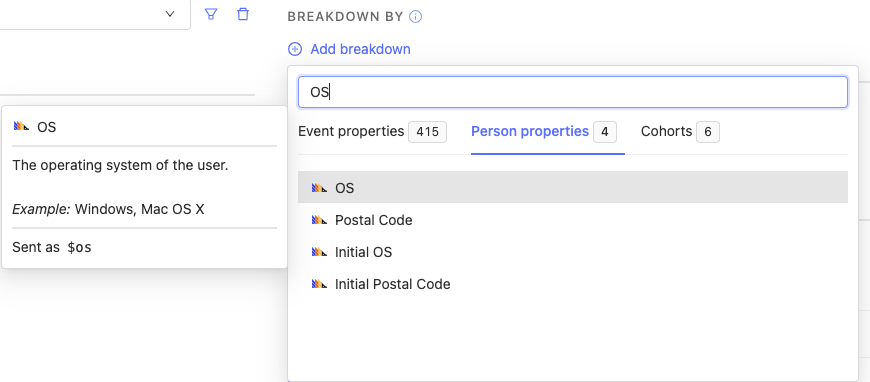 Breakdown funnel steps by Operating System