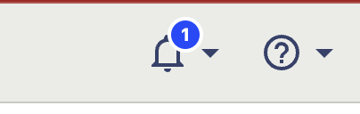 a notification bell showing 1 unread notification
