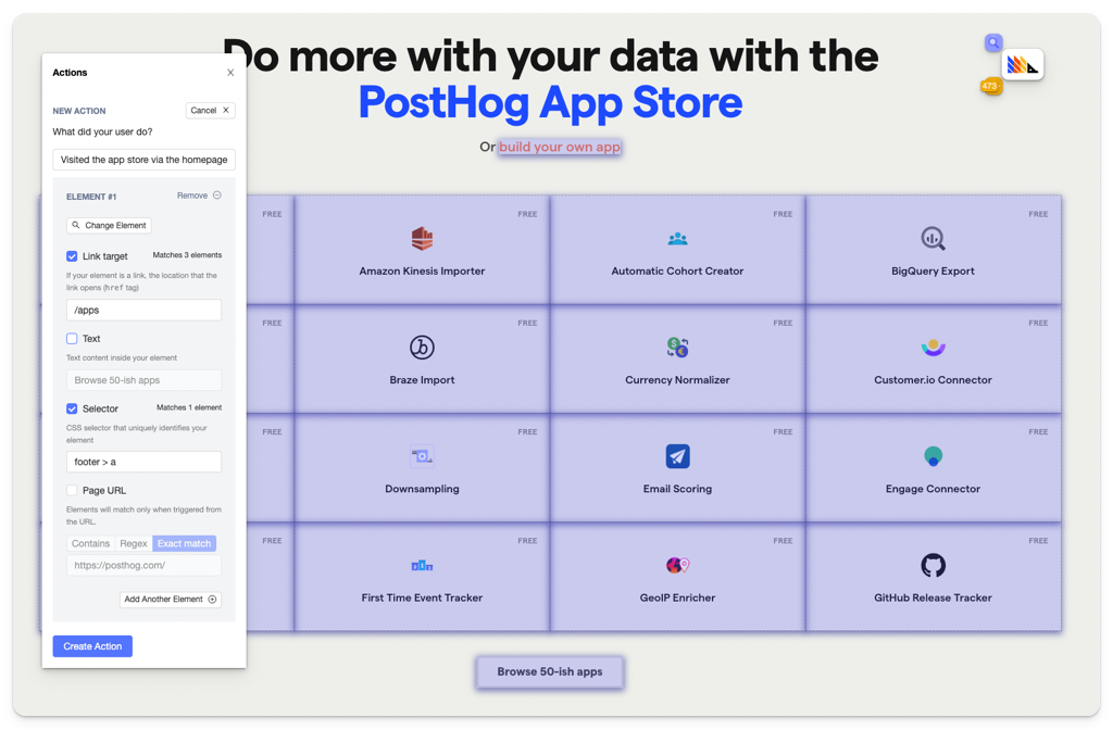 create actions the easy way with posthog